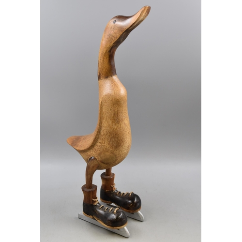 479 - A Large Wooden Duck With Ice Skates Figure, Approx 20.5