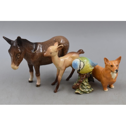 227 - Collection of Four Beswick Animal Figures to include Donky, Bird, Dog and a Deer