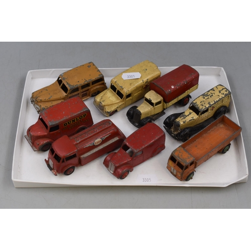 237 - Collection of Playworn Dinky Vehicles To Include 'Dunlop' Trojan Delivery Van, French Ford Citerne '... 