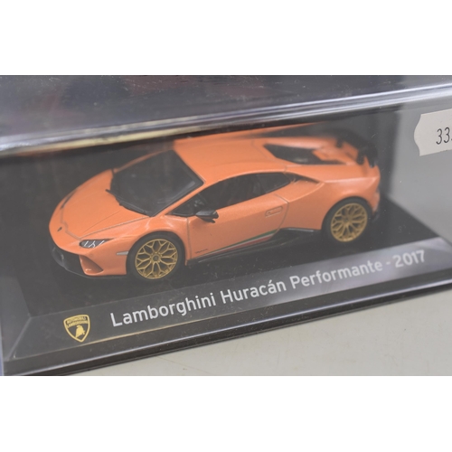 239 - A Pair of Die-Cast Panini Model Cars, Lamborghini Huracan Performante ( 2017 ) and Lamborghini Avent... 