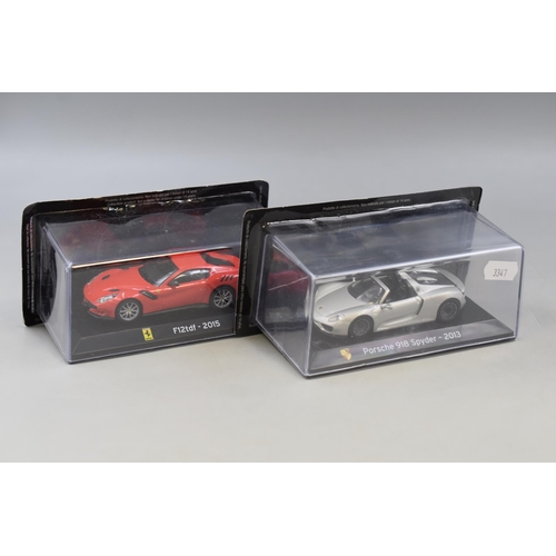 245 - A Pair of Panini Die-Cast Model Cars, Ferrari F12tdf ( 2015 ) and Porsche 918 Spyder (2013 ) Sealed ... 