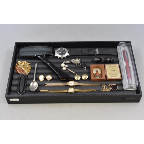 250 - Mixed Selection including Watches. Magnifying Glass, Whistle, Parker Pen and More