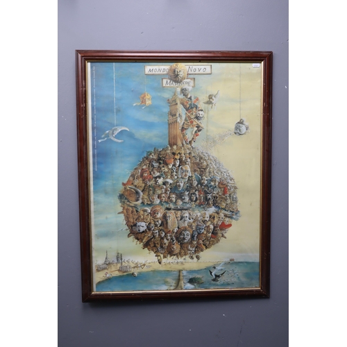 519 - Large Framed and Glazed Poster for the Produzioni Mondonovo Mask Museum Maschere (34” x 26.5&r... 