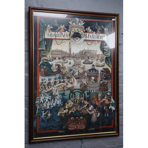 521 - Large Framed and Glazed Masquerades of the World Montage . Approx. Size 40” x 29”.