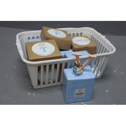 537 - Selection of Ten Peter Rabbit Alphabet Letters in Boxes. L, E, P, Y, V, T, W, X, Z and Q