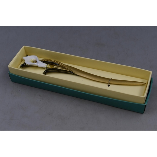 285 - Art Nouveau Style Ceramic Lily Letter Opener in Original Box