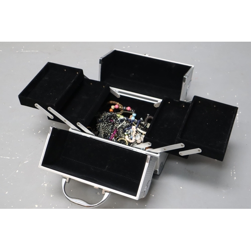 554 - Aluminium Jewellery Case with Contents (10” x 8” x 7”)