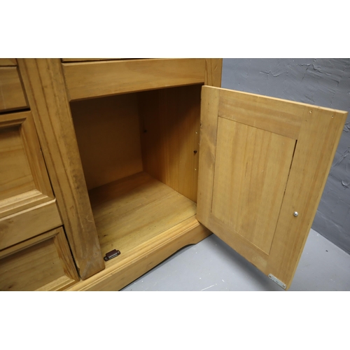 563 - Large Corona Pine 2 Door and 5 Drawer Sideboard Approx 52