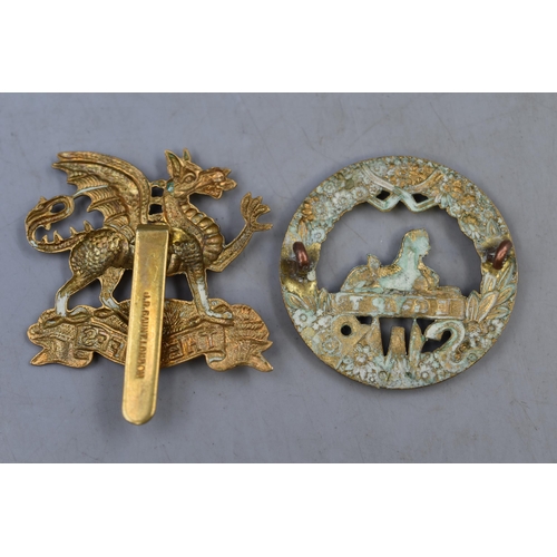 304 - South Wales Borderers, and The Royal East Kent Regiment Cap Badges