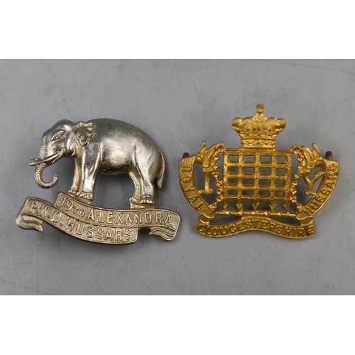 306 - The 19th Alexandria Prince of Wales Wales Hussars and The Royal Gloucester Hussars Cap Badeges