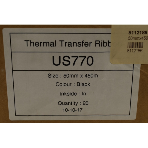 821 - Box of 20 New Thermal Transfer Ribbons 50mm x 450m Product Code US770