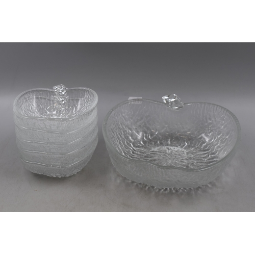 318 - Six Piece Frosted Crystal Glass Fruit Bowl Set