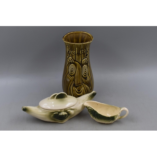 326 - Sadler Celery Vase with a Lidded Cucumber Pot and Jug