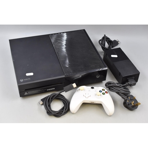 593 - An Xbox One Console, With Power Cable, HDMI, And Controller. Powers on When Tested