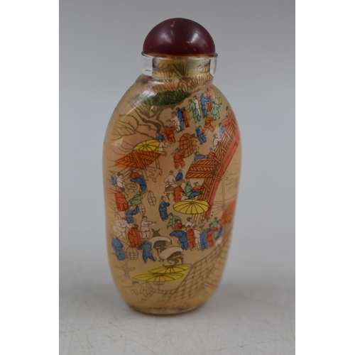 332 - Chinese Glass Hand Painted Perfume Bottle with Stopper