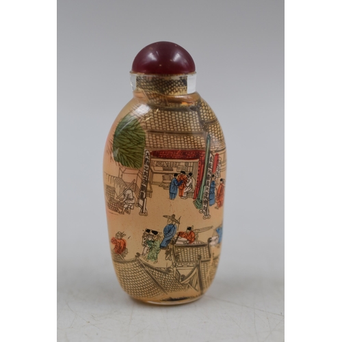 332 - Chinese Glass Hand Painted Perfume Bottle with Stopper