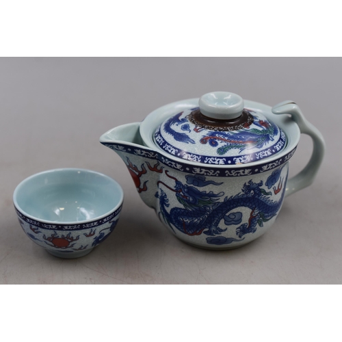 345 - Boxed Oriental Seven Piece Tea Set.