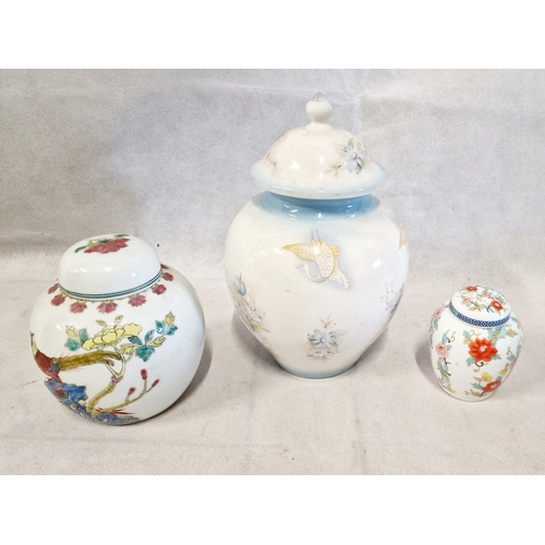 346 - Three Ginger Jars Includes Oriental and Large James Kent