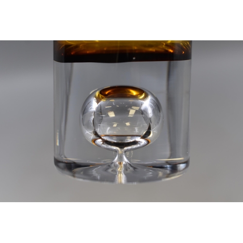 349 - Whitefriars Style Amber Glass Bubble Vase (9.5”)