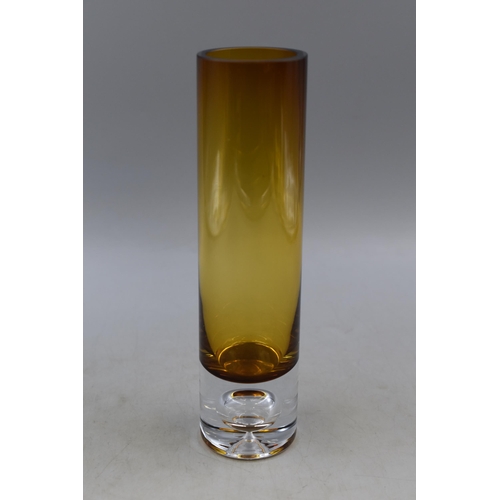 349 - Whitefriars Style Amber Glass Bubble Vase (9.5”)