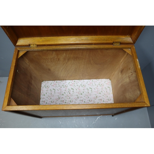 632 - Vintage Lidded Deep Bedding Box in Real Nice Condition on Castors Decorated with hand carved Flower ... 