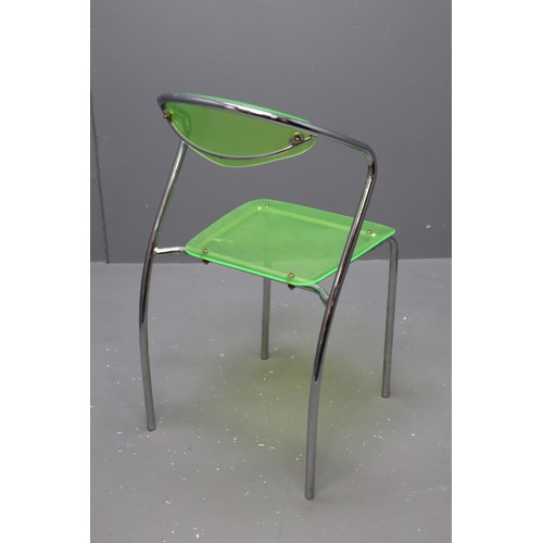 636 - Pair of 1980's Plexiglas and Chrome Framed Staking Chairs