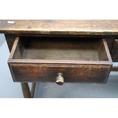 638 - Vintage 19th Century Style 2 Drawers Oak Side Table Approx 36