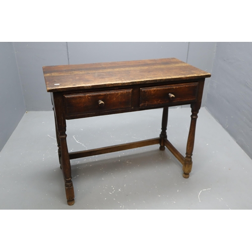 638 - Vintage 19th Century Style 2 Drawers Oak Side Table Approx 36