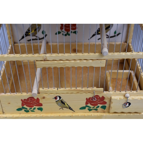 850 - A Handpainted Victorian Style Birdcage, With Goldfinch and Rose Decoration. Approx 14