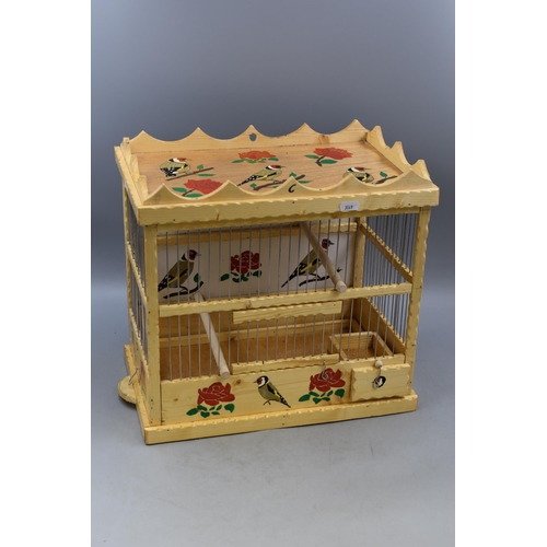 850 - A Handpainted Victorian Style Birdcage, With Goldfinch and Rose Decoration. Approx 14