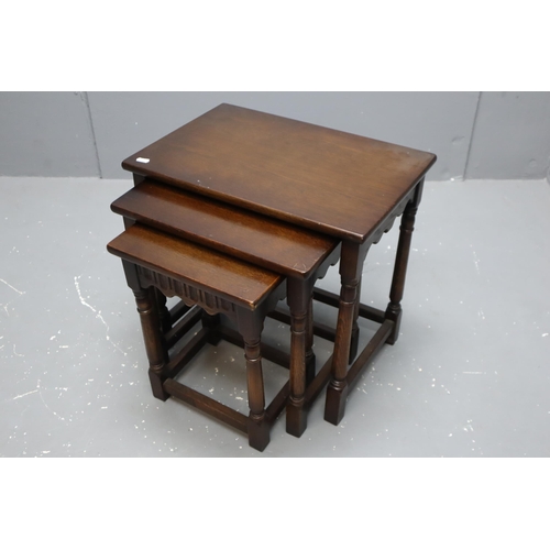 640 - Nest of 3 Mid Century Priory Old Charm Tables