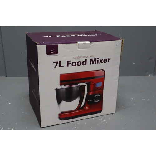 662 - Andrew James 7L Food Mixer in Box, with Instructions, Cook Book, Spare Blades and Cover. Working whe... 