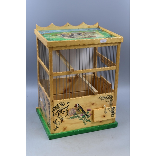 387 - A Handpainted Victorian Style Birdcage, With Goldfinch Decoration. Approx 16.5