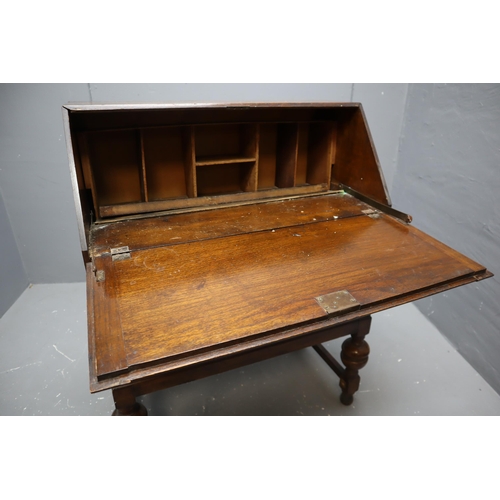 671 - Mid Century Two Drawer Writing Bureau in need of attention approx 37