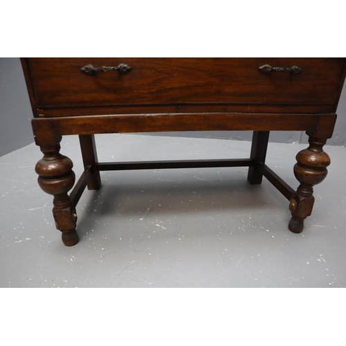 671 - Mid Century Two Drawer Writing Bureau in need of attention approx 37