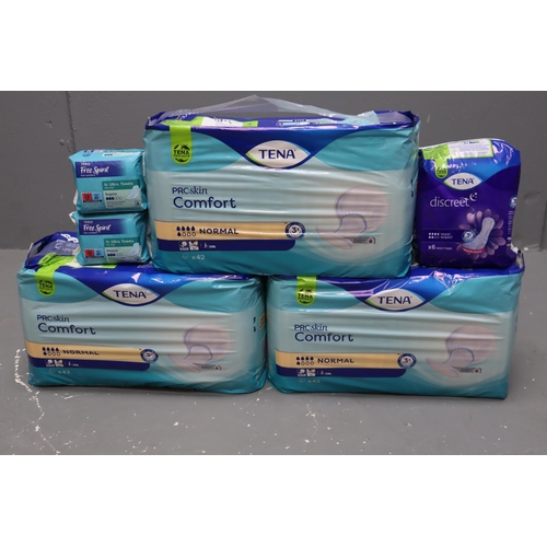 672 - A Selection of Sanitary Towels and Incontinence Pads. Includes Tena Proskin Comfort Normal, Tena Dis... 