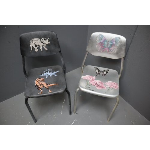 678 - Two Original Junior School Chairs with Custom Design