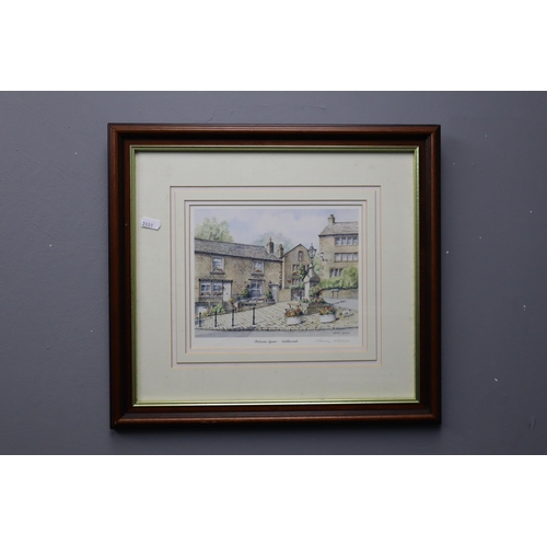 730 - A Signed Framed and Glazed Norma Nelson 'Dobcross Square - Saddleworth' Print, Approx 16