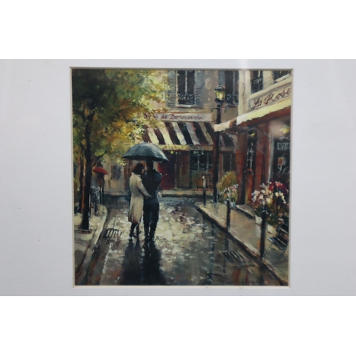 879 - Four Pictures to include 2 Abstract Art Canvas and 2 Boxed Parisian Prints (largest 24” x 20&r... 