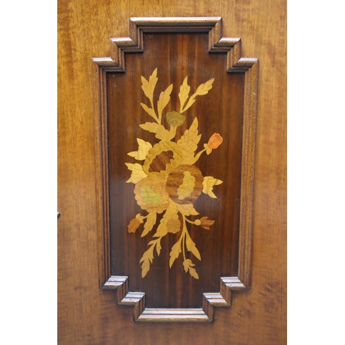 690 - Wooden Corner Display Cabinet with Marquetry Art Approx 79