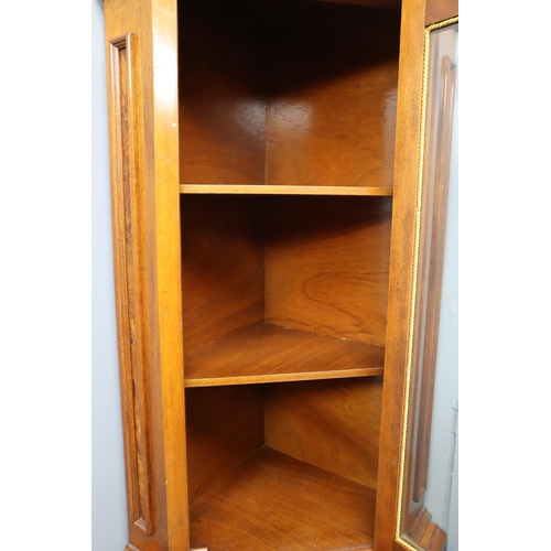 690 - Wooden Corner Display Cabinet with Marquetry Art Approx 79