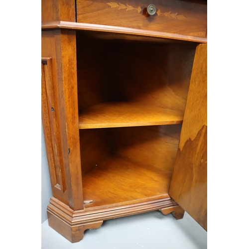 690 - Wooden Corner Display Cabinet with Marquetry Art Approx 79