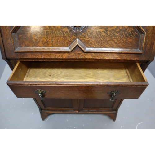 693 - An Antique Mahogany Bookcase Bureau With Key, Approx 72.5