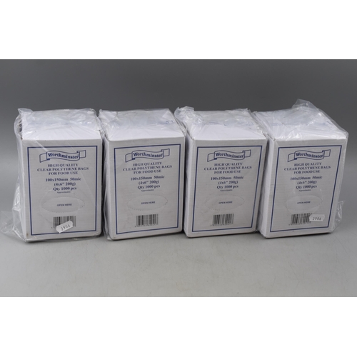 702 - 4000 High Quality Clear Polythene Food Bags (4 boxes of 1000)