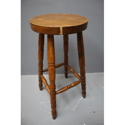 707 - Two Vintage Wooden Bar Stools 70cm High