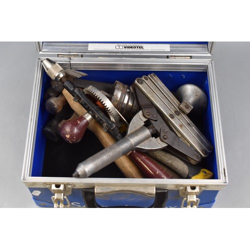 715 - Tool Box with Contents to include Hammers, Ratchet, Core Drill and more 12” x 8” x 10&rd... 