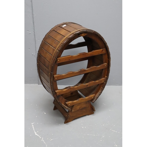 718 - A Wooden Rustic Wine Rack, Holds 12 Wine Bottles. Approx 25.5