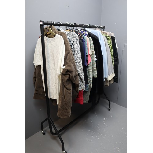 721 - Clothes Rail Full of Ladies Tops and Coats in Various Sizes and Brands (RAIL NOT INCLUDED)