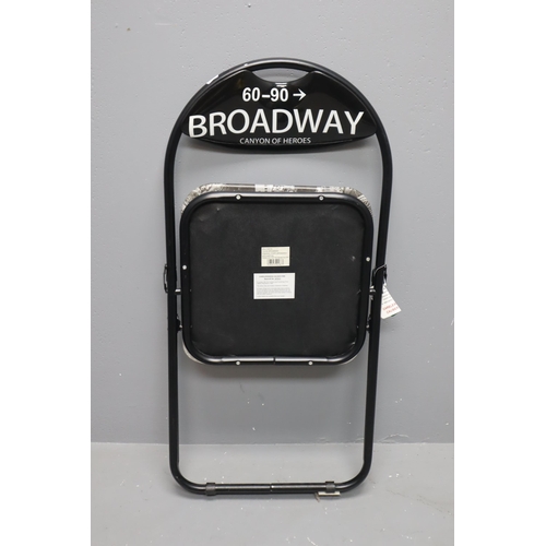 755 - Broadway Folding Chair with New York Photo on the Cushion. Perfect Emergency Chair for Christmas Gat... 