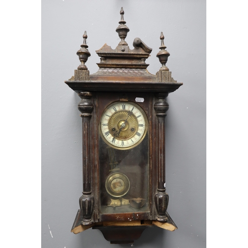 758 - An Ornate Wood Cased Wall Clock, AF. Approx 29